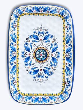 Sur La Table Deruta Melamine Rectangular Platter Italian Tile Serving Tray 18x12